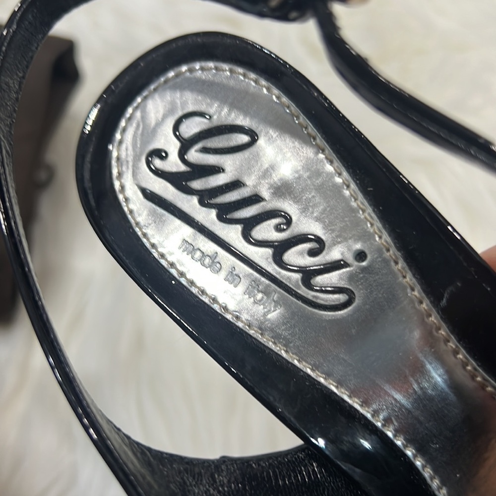 Gucci 35.5 peep toe slingback black patent pumps - Picture 7 of 7